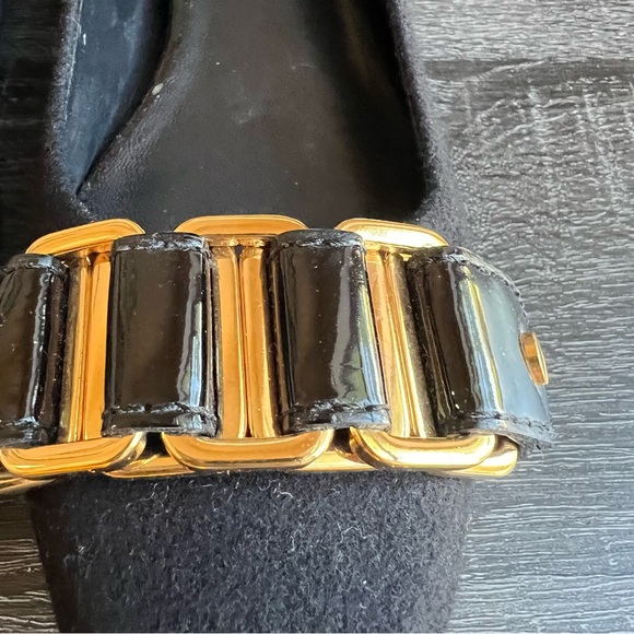 NEW! Tory Burch Martha Chain Link Black Flannel Ballet Flats 7M $298 - Picture 4 of 9